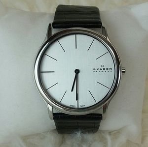 Skagen Men's Ultra Thin Watch Croc Embossed Band